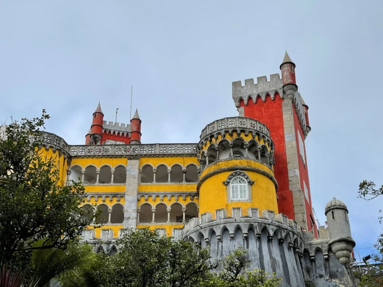 Colorful towers and facades of Pena Palace in Sintra