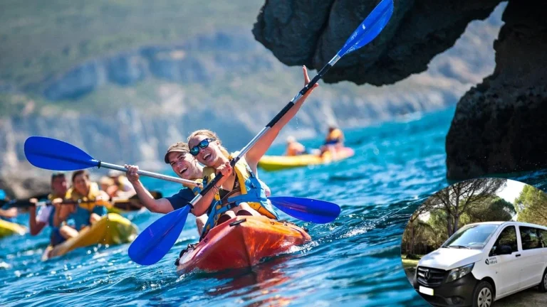 Kayak tour along the wild Sesimbra coastline in the Arrábida